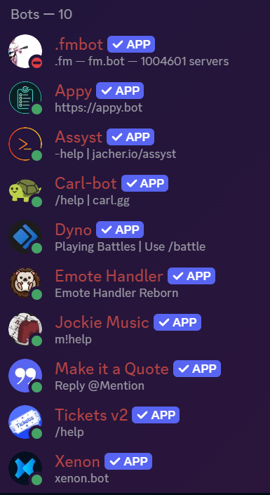 Discord bot list example