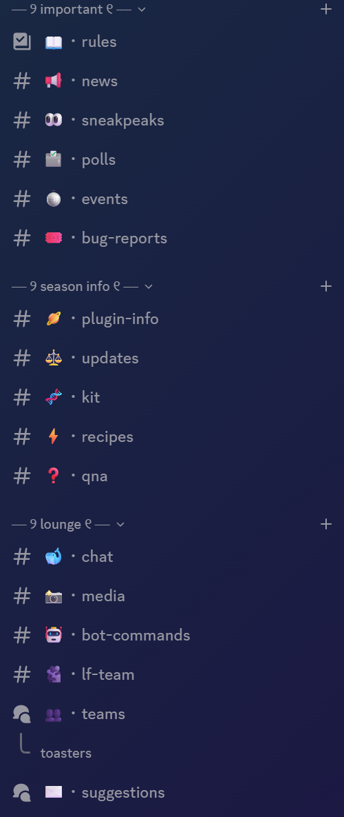 Discord channel structure example